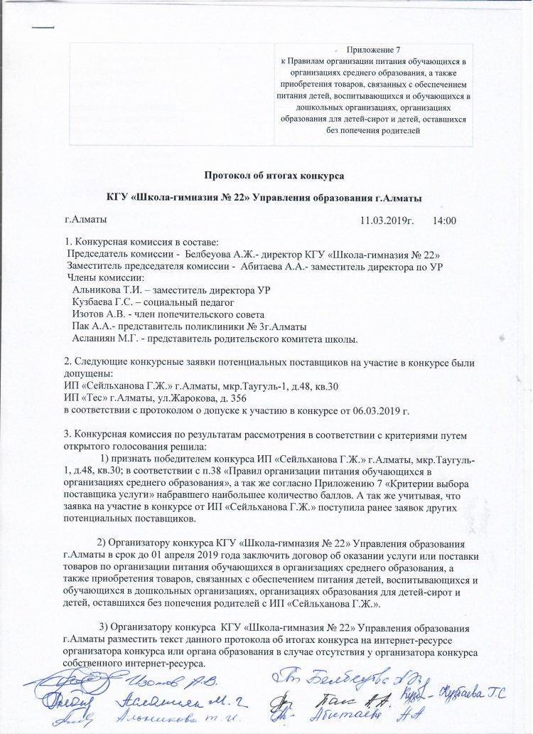 Протокол об итогах
