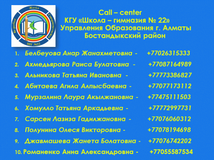 Call - center КГУ "Школа - гимназия № 22"